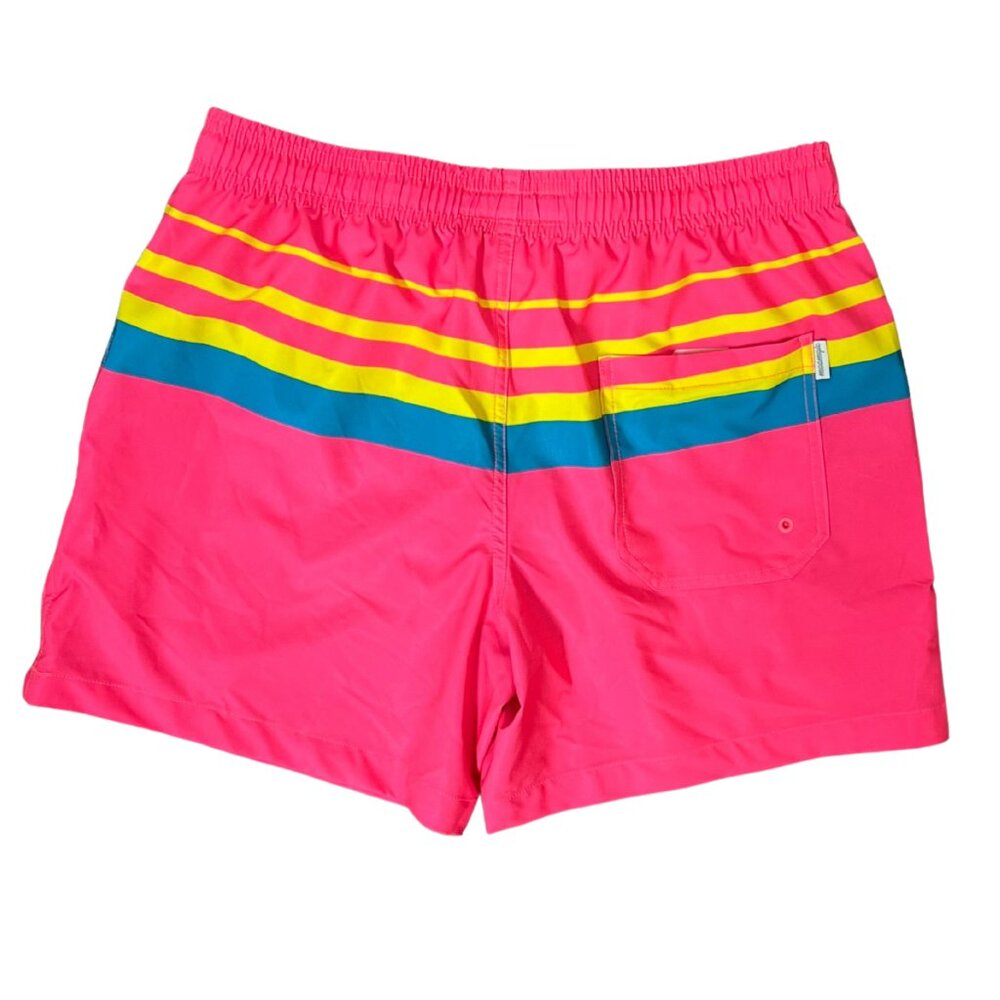 🌴 Maamgic Men’s Retro Swim Trunks – Size M – Neon Pink with Stripes - Picture 4 of 8